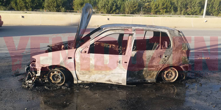 Seyir halindeki araç alev aldı