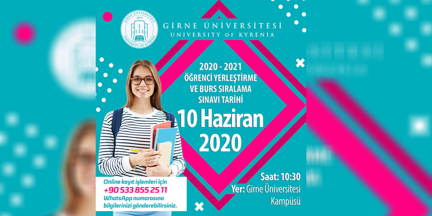 Girne Üniversitesi’nin burs sıralama sınavı 10 Haziran’da…