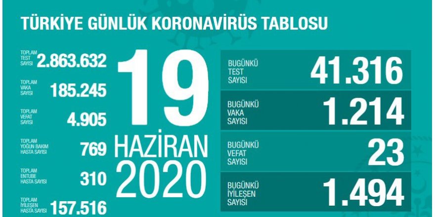 Türkiye'de Coronavirüs nedeniyle 23 kişi hayatını kaybetti, 1214 yeni tanı kondu