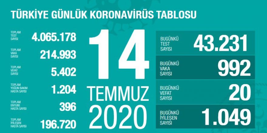 Türkiye'de 33 gün sonra yeni tespit edilen Covid-19 vaka sayısı binin altında