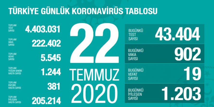 Türkiye'de Coronavirüs nedeniyle 19 kişi hayatını kaybetti, 902 yeni tanı kondu