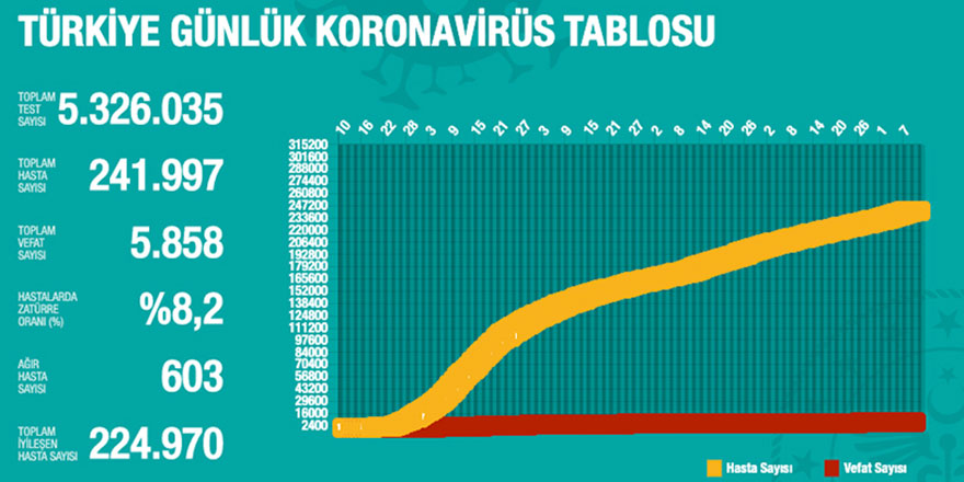 Türkiye'de 1193 kişiye daha coronavirüs tanısı kondu