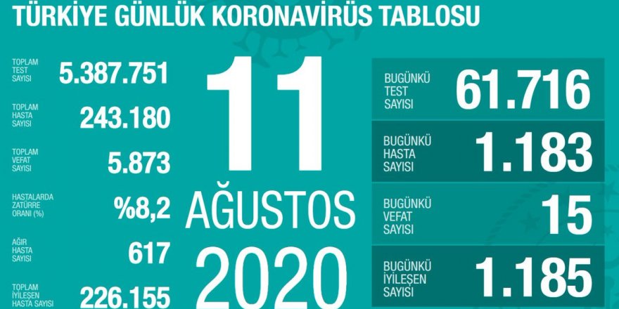 Türkiye'de Coronavirüs: 15 kişi hayatını kaybetti, 1183 yeni tanı kondu