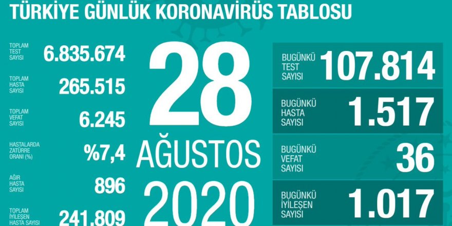 Türkiye'de Coronavirüs: 36 kişi hayatını kaybetti, 1517 yeni tanı kondu