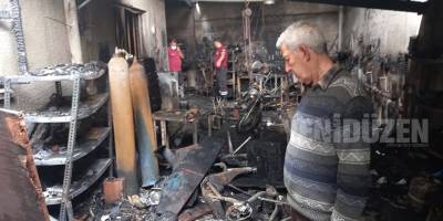 Tamir atölyesinde yangın, 1 yaralı