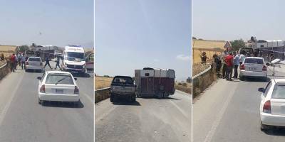 Araç ile bariyer arasına sıkıştı