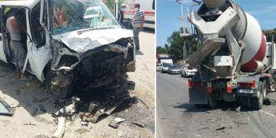 Beton mikser ile araç çarpıştı: 3 yaralı