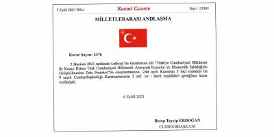 TC -KKTC arasında ikili ticaretin geliştirilmesine yönelik atılacak adımları içeren protokol onaylandı