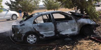 Ağaca çarpan araç alev alev yandı