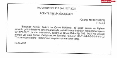 30 turizm acentesine 601 bin 978 TL ödeme