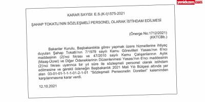 Avukat Tokatlı, geçici personel olarak istihdam edildi