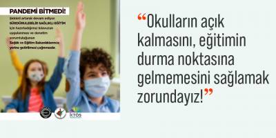 3 örgütten ortak çağrı:  “Okulların açık kalmasını, eğitimin durma noktasına gelmemesini sağlamak zorundayız!”