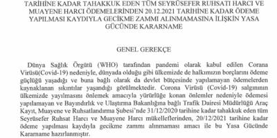 20 Aralık’a kadar ödenecek harçlardan gecikme zammı alınmayacak