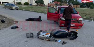 Araçla motosiklet çarpıştı: 1 yaralı