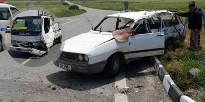 Lefkoşa Güzelyurt anayolunda kaza:  2 araç çarpıştı, 1 yaralı