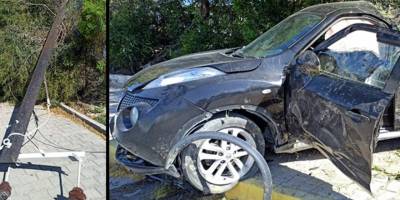 Elektrik direğine çarptı: 3 yaralı