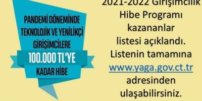 Girişimcilik projesi kapsamında hibe almaya hak kazananlar açıklandı