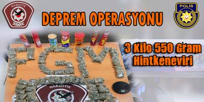 Deprem Operasyonu: 3 buçuk kilo uyuşturucu, 2 tutuklu