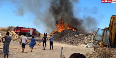 Teknecik yanındaki çöplük alanda yangın