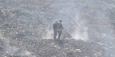 Lefke çöplüğündeki yangın sürüyor