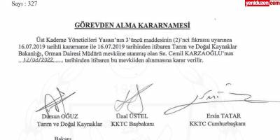 Orman Dairesi Müdürü Cemil Karzaoğlu görevden alındı