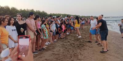 İskele’deki etkinlikte yavru carettalar denize bırakıldı