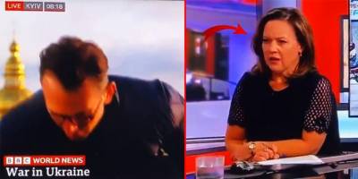 BBC Muhabiri Kiev'deki patlamalara canlı yayında yakalandı