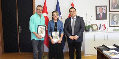 Piyanist Rüya Taner ve Yazar Kürşat Başar DAÜ Rektörü Hocanın’ı ziyaret etti