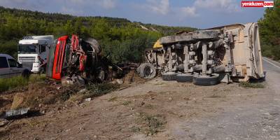 Dağyolu’nda kamyon devrildi, 3 kişi yaralandı