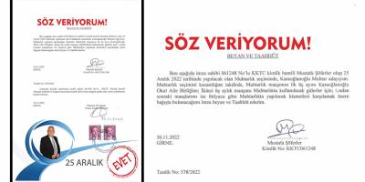 Muhtar adayı, vaatlerini tasdik ettirdi