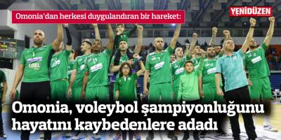 Omonia, voleybol şampiyonluğunu hayatını kaybedenlere adadı Kaynak: Omonia, voleybol şampiyonluğunu hayatını kaybedenlere adadı