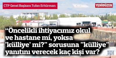Erhürman: “Öncelikli ihtiyacımız okul ve hastane mi, yoksa 'külliye' mi?" sorusuna "külliye" yanıtını verecek kaç kişi var?