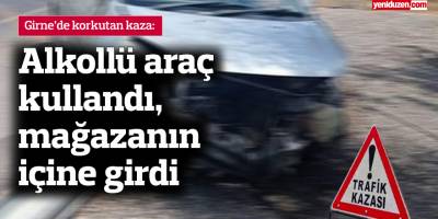 Alkollü araç kullandı, mağazanın içine girdi