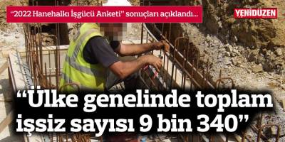 “Ülke genelinde toplam işsiz sayısı 9 bin 340”