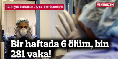 Güneyde bir haftada 6 ölüm, bin 281 yeni vaka…