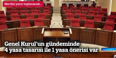 Meclisi yarın toplanacak, genel Kurul’un gündeminde 4 yasa tasarısı ile 1 yasa önerisi var