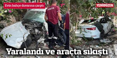 Evin bahçe duvarına çarptı
