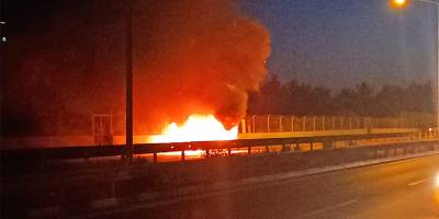 Kermiya yolunda araç yandı