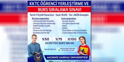AKÜN Burs Sıralama Sınavı 11 Eylül’de