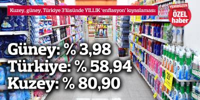 Güney: % 3,98 Türkiye: % 58,94 Kuzey: % 80,90