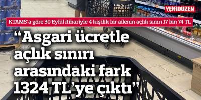KTAMS’a göre 30 Eylül itibariyle 4 kişilik bir ailenin açlık sınırı 17 bin 74 TL