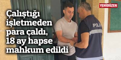 Çalıştığı işletmeden para çaldı, 18 ay hapse mahkum edildi