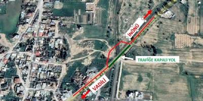 Vadili-İnönü köyleri arasındaki yol güzergahı 32 gün boyunca trafik akışına kapatılacak