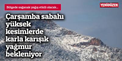 Çarşamba sabahı yüksek kesimlerde karla karışık yağmur bekleniyor