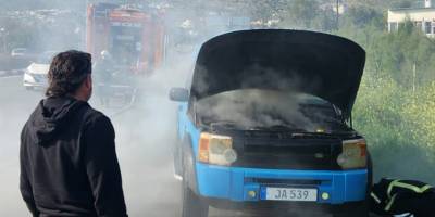 Boğazköy’de seyir halindeki bir araç yandı