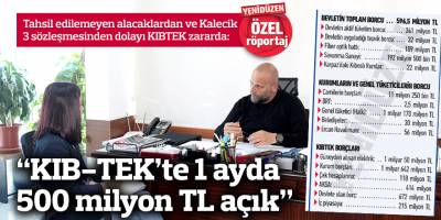 “KIB-TEK’te 1 ayda 500 milyon TL açık”