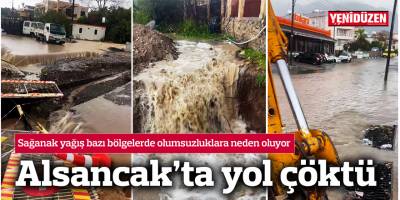 Alsancak’ta yol çöktü
