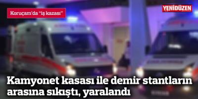 Kamyonet kasası ile demir stantların arasına sıkıştı, yaralandı