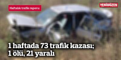 1 haftada 73 trafik kazası; 1 ölü, 21 yaralı