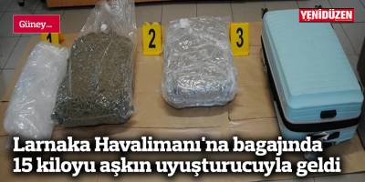 Larnaka Havalimanı'na bagajında 15 kiloyu aşkın uyuşturucuyla geldi